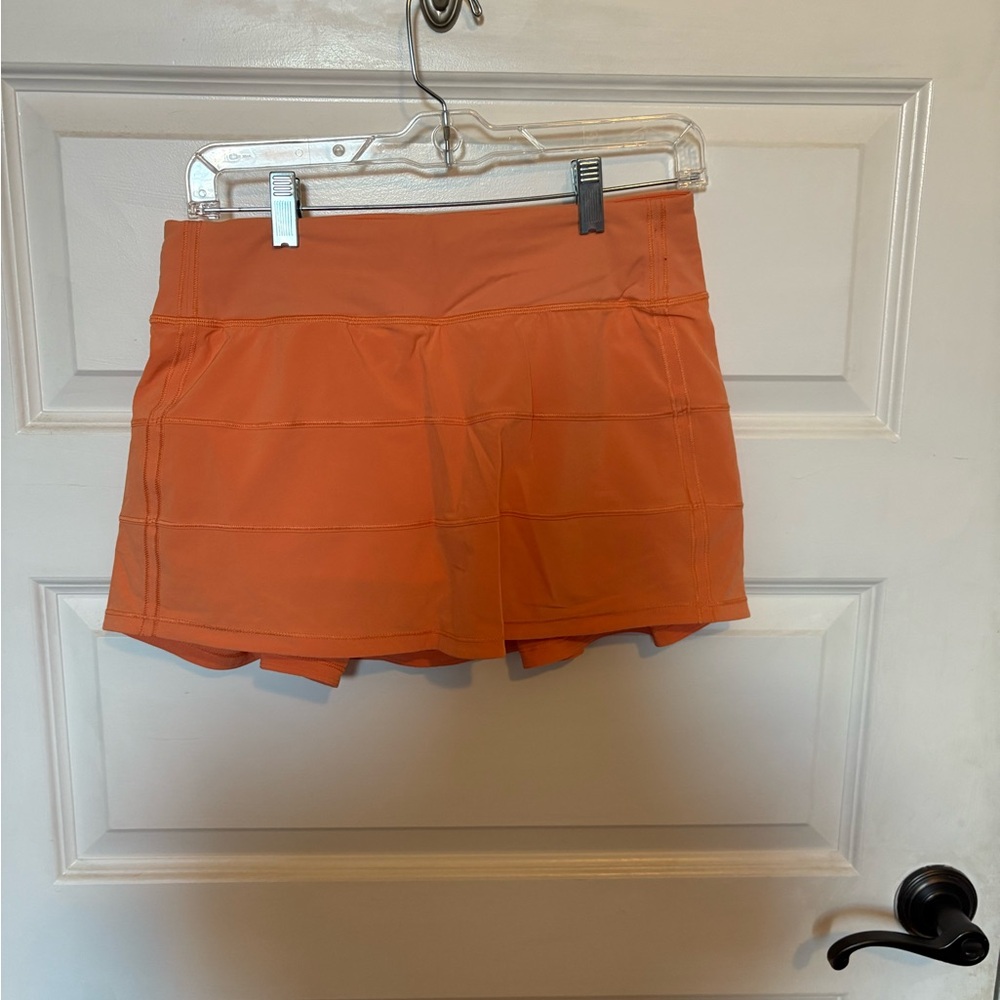 Orange Lululemon Pace Rival Mid-Rise Skirt